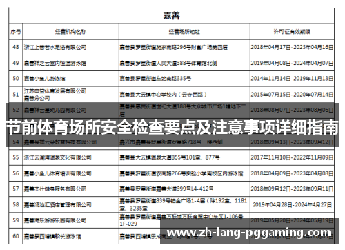 节前体育场所安全检查要点及注意事项详细指南